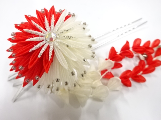  アンティーク　つまみ細工　びらびら簪